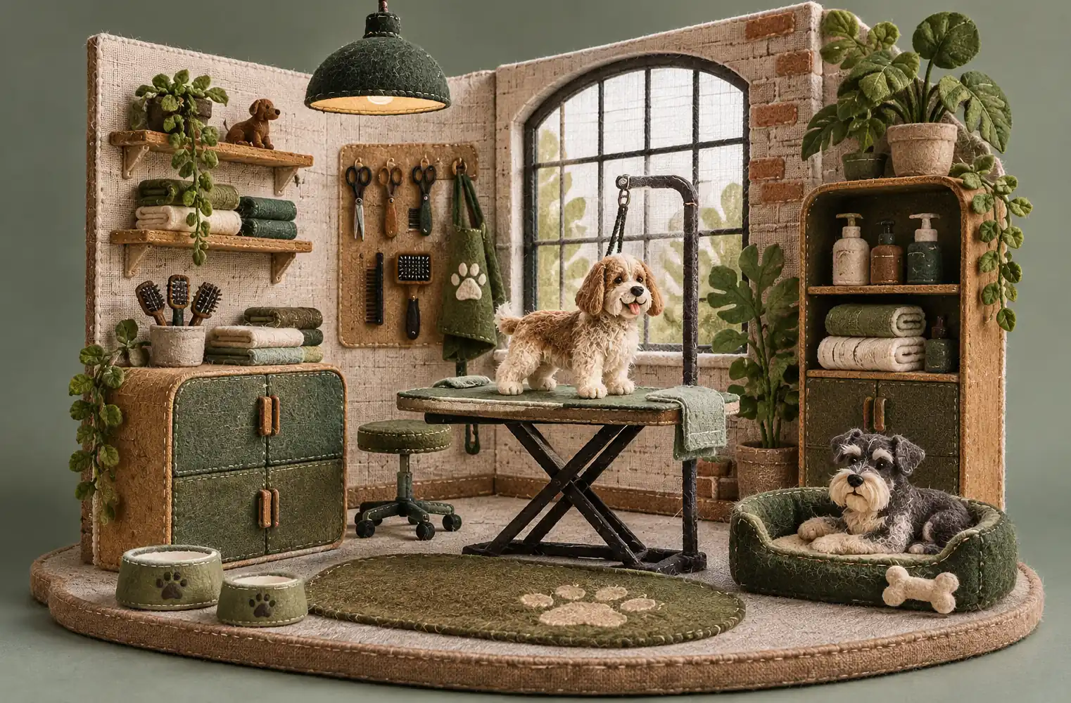 Illustration of pet care businesses and their working space