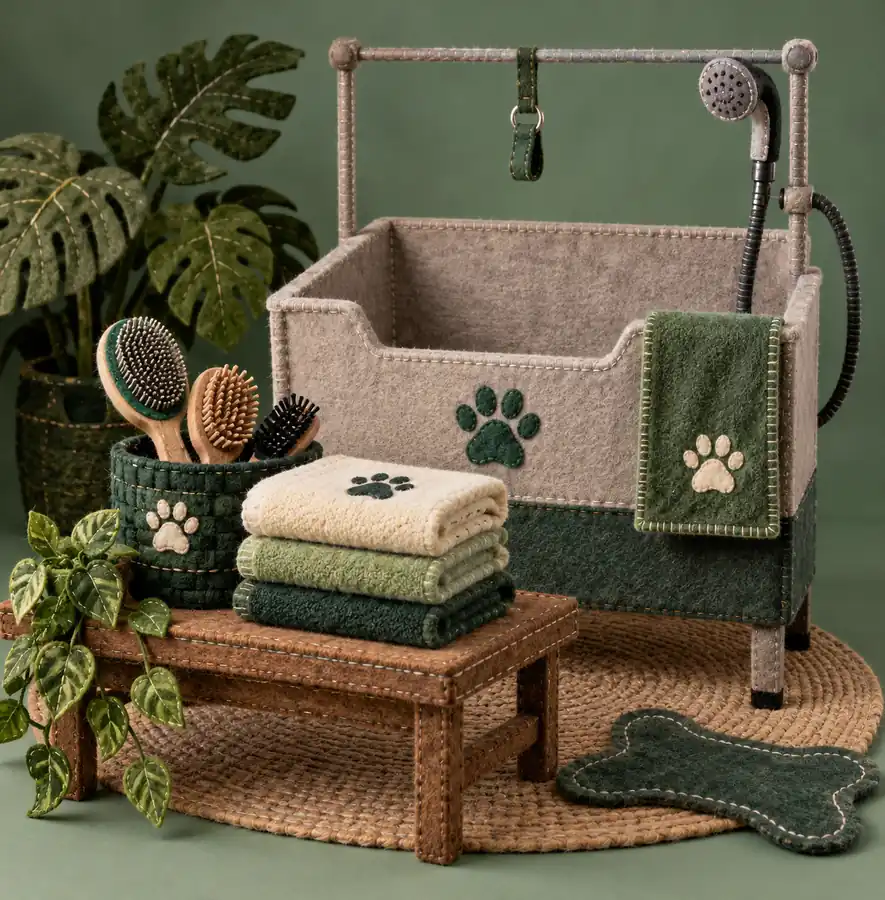 Illustration of pet care businesses equipment and workspace